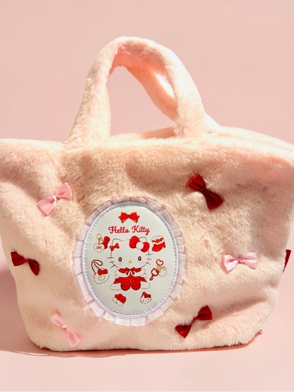 Sanrio Hello Kitty Pink Faux Fur Tote with Bows